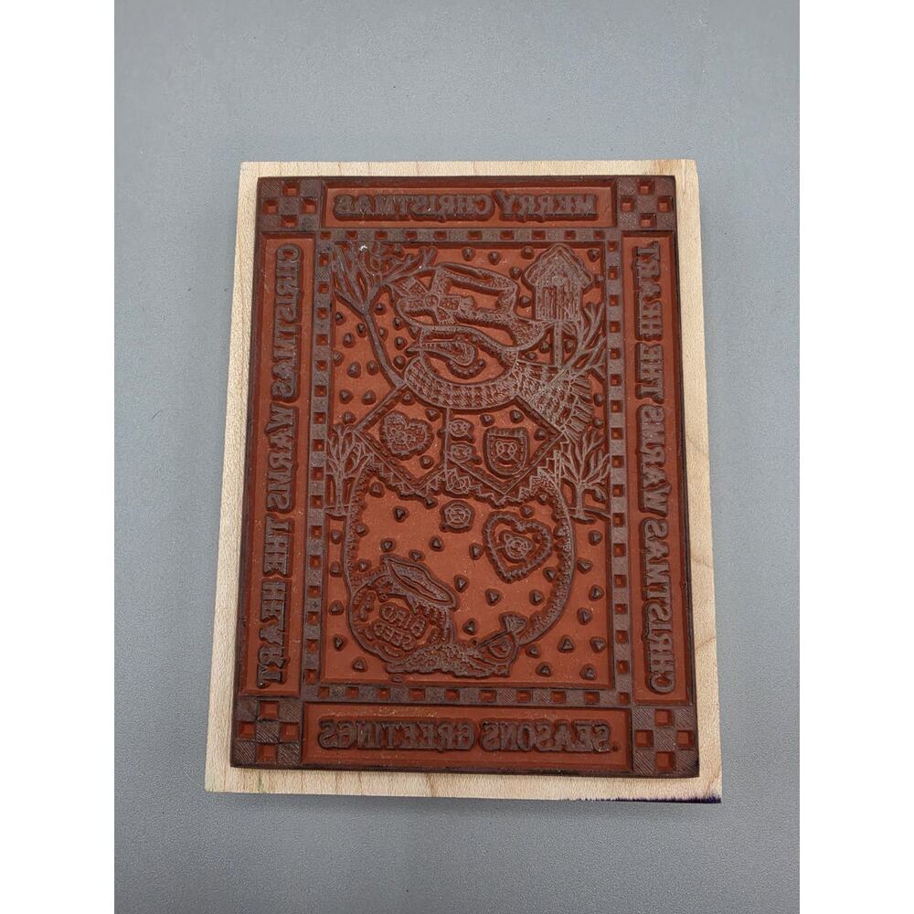 HERO ARTS rubber stamp Christmas Season's Greetings Snowman Birds Primitive - Picture 5 of 7